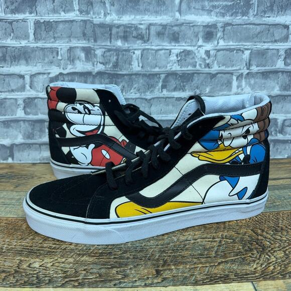 Vans Sk8-Hi Black Mickey Mouse Pluto Goofy Donald Duck Mens Size 11 New Rare - Picture 1 of 6